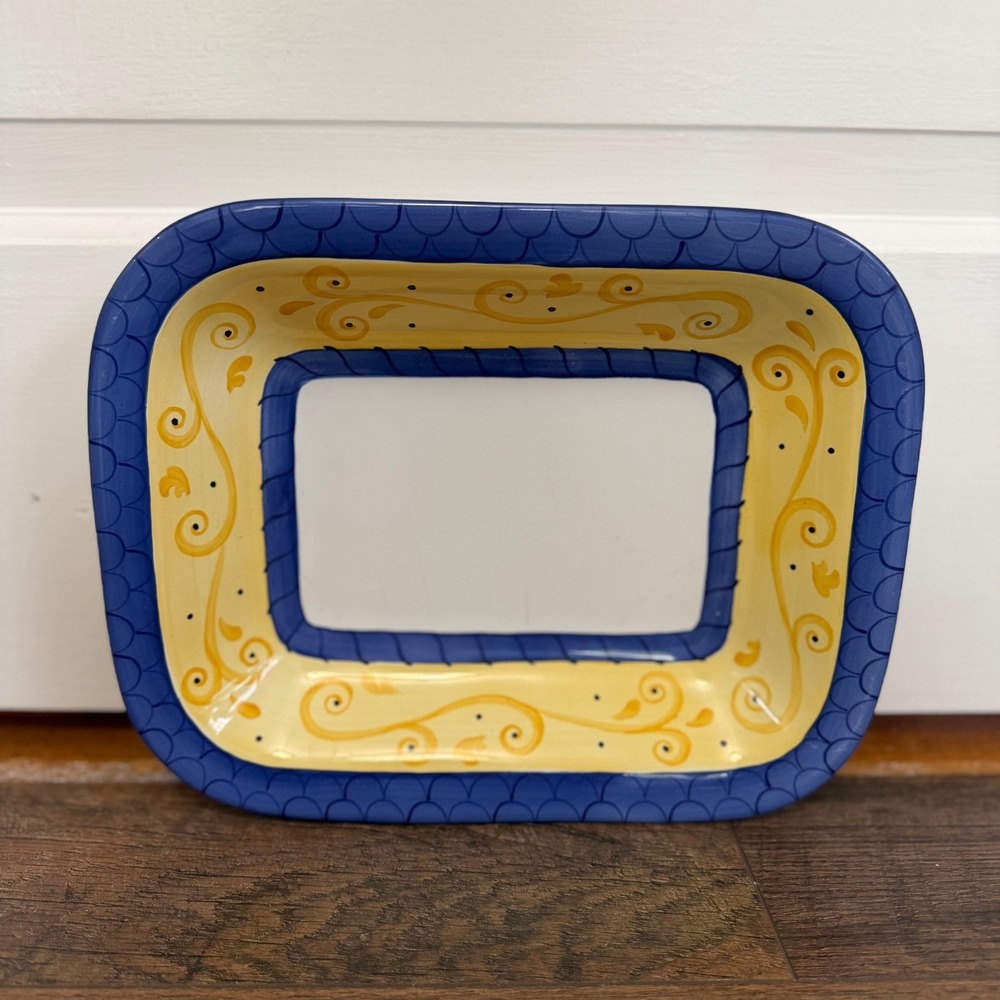 Present Tense Serving Piece Elizabeth Roache 10.75" Blue Yellow